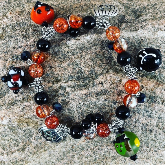 Halloween Charm Beaded Bracelet