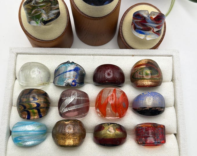 Size 8 1/4 - Lampwork Glass Rings | Assorted Glass Rings | Murano Glass Inspired Glass Rings