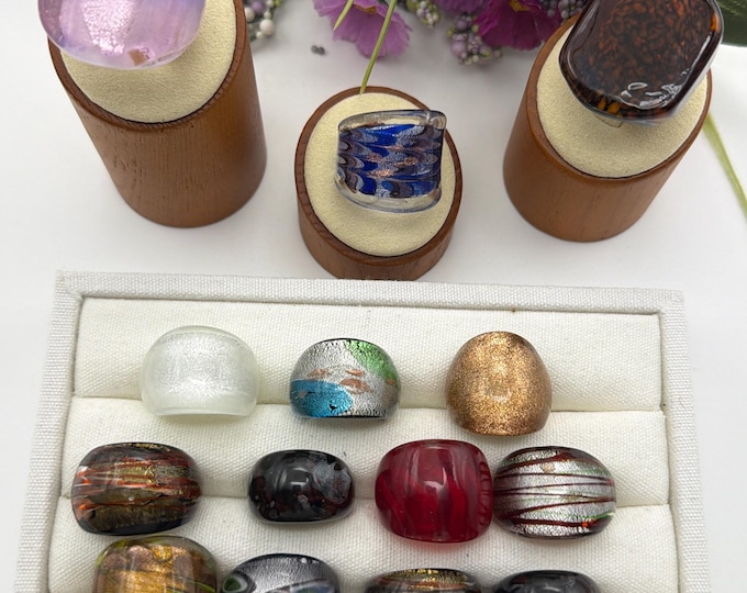 Size 6 - Lampwork Glass Rings | Assorted Glass Rings | Murano Glass Inspired Glass Rings