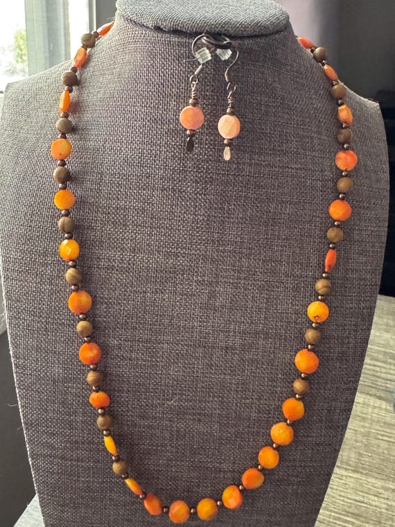 Statement Necklace | Orange Gemstone Necklace | Coral Necklace | necklace set