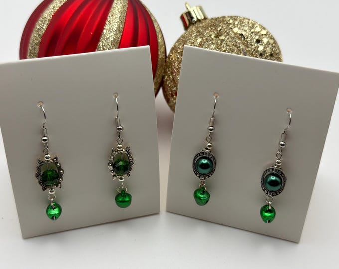 Green Bell Earrings | Christmas Earrings | Stocking Stuffers