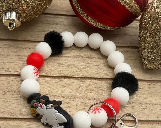 Frosty the Snowman Silicone Bead Wristlet Keychain