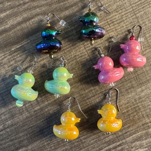 Resin Duck Earrings | Luster Resin Duck Earrings | Duck Jewelry