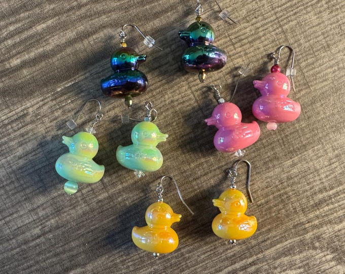 Resin Duck Earrings | Luster Resin Duck Earrings | Duck Jewelry
