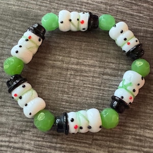 Snowman Bracelet | Lampwork | Lampwork Snowman Bracelet