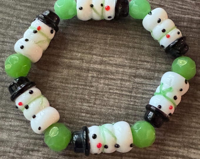 Snowman Bracelet | Lampwork | Lampwork Snowman Bracelet