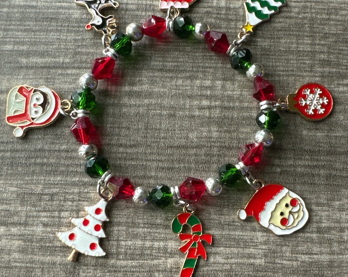 Christmas Enamel Charm Stretch Bracelet
