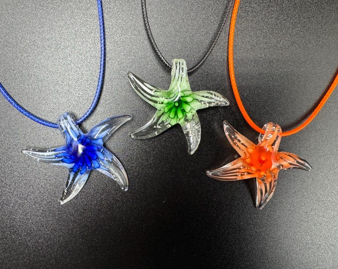 Luminous Glass Starfish | Starfish Pendant Necklace | Starfish Jewelry | Glass Starfish Pendant