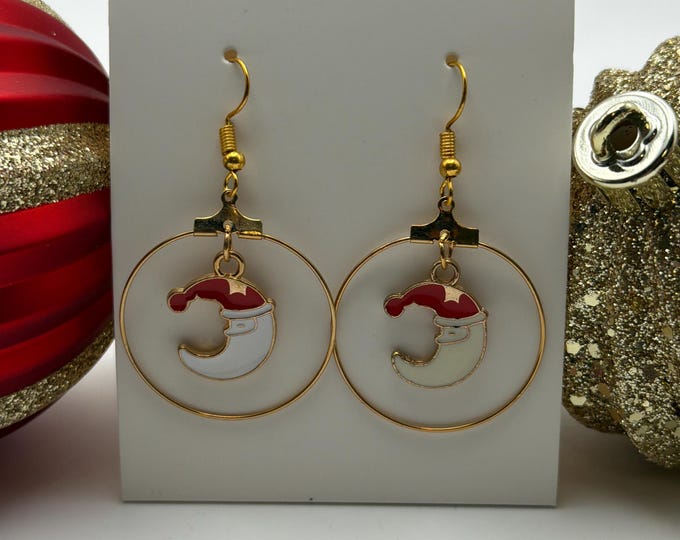 Santa Moon Hoop Earrings