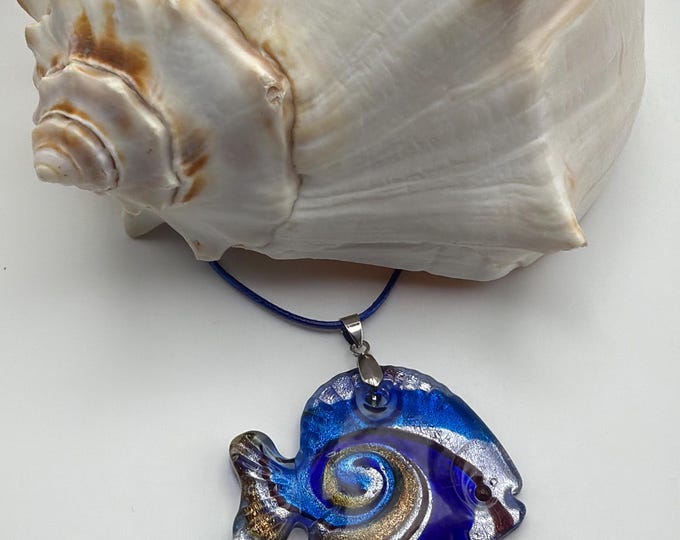 Blue Glass Fish Pendant | Lampwork Glass Fish | Fish Pendant Necklace