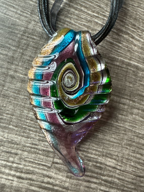 Multi-Color Glass Leaf Pendant | Leaf Pendant Necklace