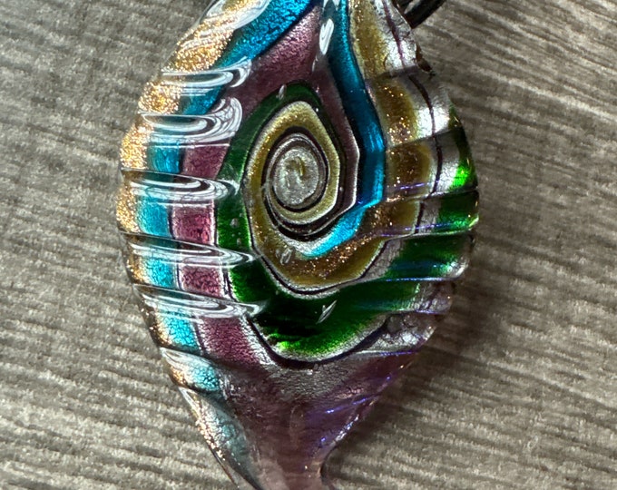 Multi-Color Glass Leaf Pendant | Leaf Pendant Necklace