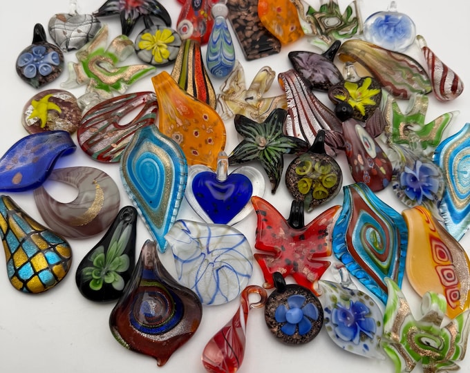 Wholesale Bundle Lampwork Pendants | Starter Pack Pendants - Pkg of 6 | Huge Selection of Mixed Pendants | Clearance Pendants
