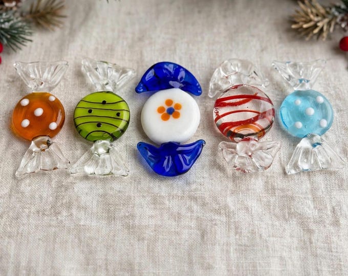 Lampwork Glass Candy – Handmade Glass Sweet Decoration, Christmas Candy Decor