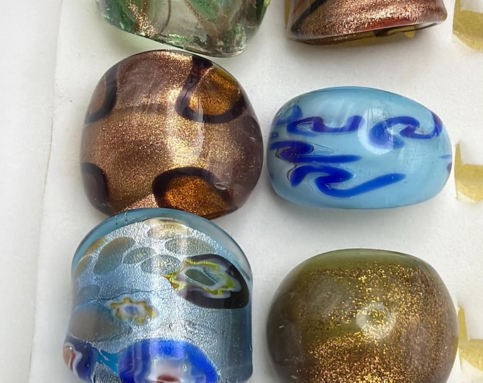 Size 8 - Assorted Glass Rings - Millefiori Glass Rings | Murano Glass Inspired Glass Rings