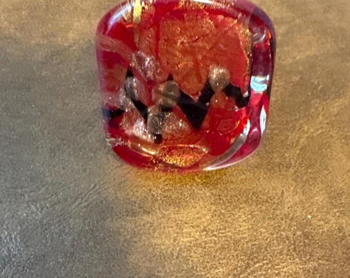 Red Statement Lampwork Ring - 4 1/4