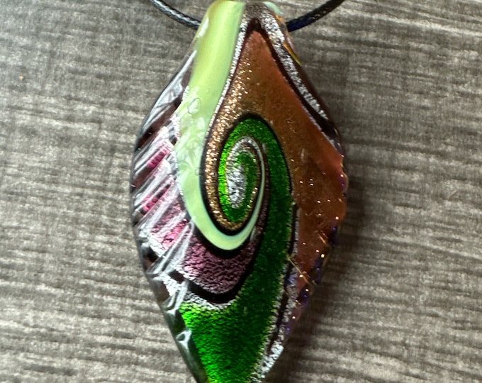 Multi-Color Glass Leaf Pendant | Murano Glass Leaf | Leaf Pendant Necklace