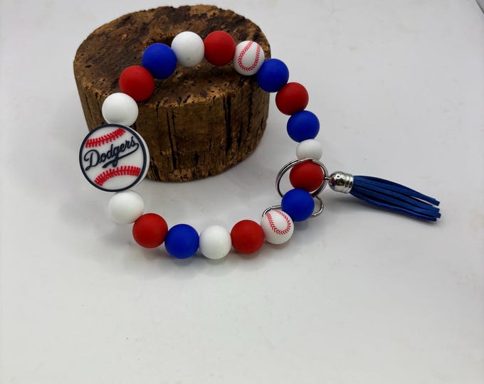 Sports Keychain Wristlet | Baseball | Silicone Beads