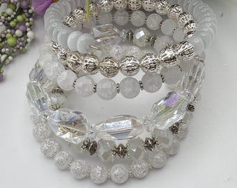 White Multi Strand Memory Wire Bracelet | White Bracelet