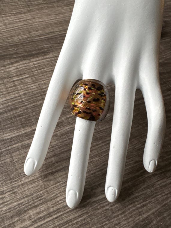 Multi-Color Speckle Statement Murano Glass Ring