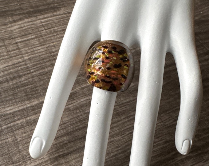 Multi-Color Speckle Statement Murano Glass Ring