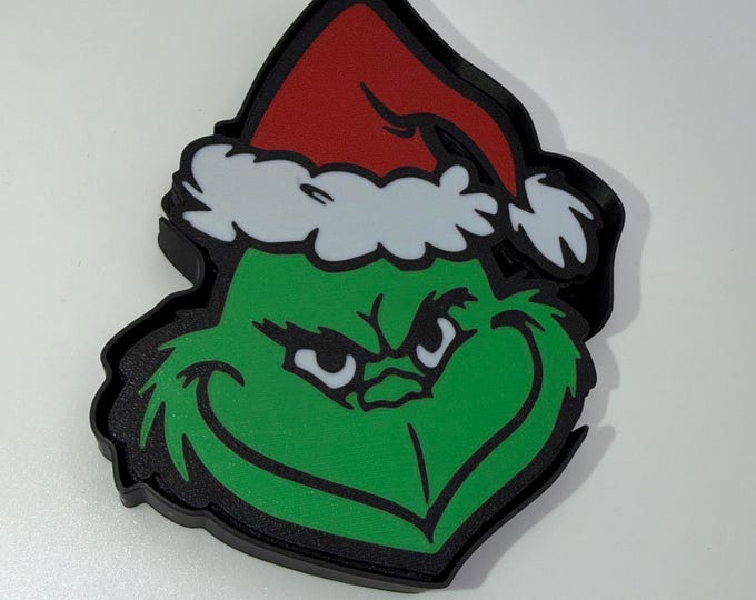 Grinch Coasters | 3D Printed Festive Character Coasters | Holiday Coasters | Holiday Drink Coasters | Set of 5