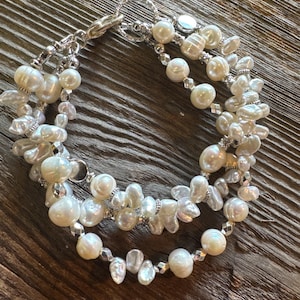 Pearl Multi-Strand Bracelet | Freshwater pearls | Rice pearls | Cultured pearls