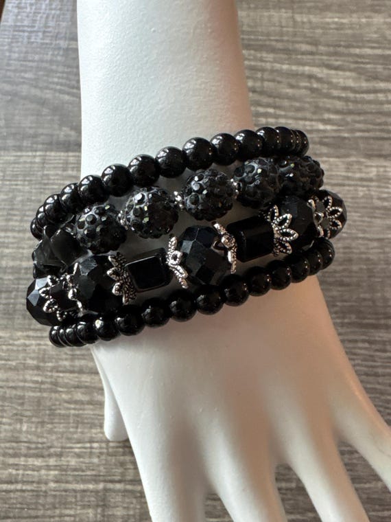 Multi Strand Black Memory Wire Bracelet