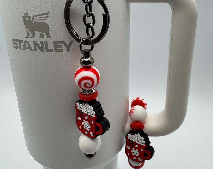 Hot Cocoa Tumbler Handle Bracelet | Stanley Cup Accessories | Cup Handle Bracelet | Hot Cocoa Straw Charm/Purse Charm