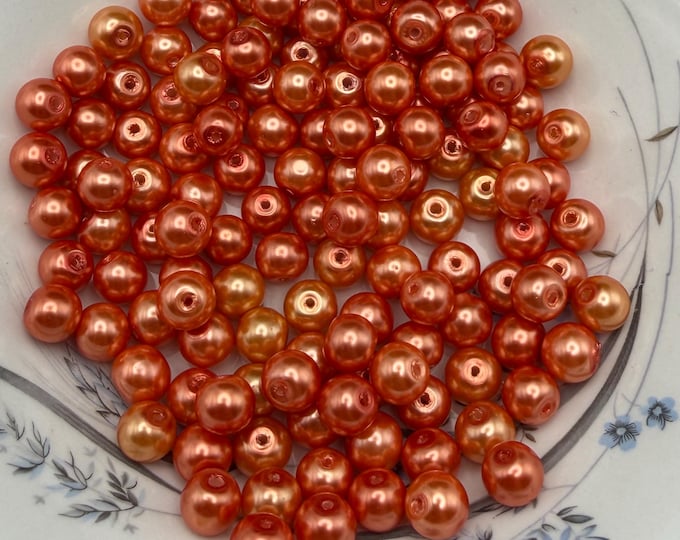 Orange Pearl Beads 8mm Beads | Beads for Crafting |  2 Shades of Orange Pearl Beads