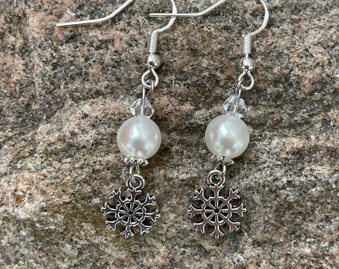 Snowball & Snowflake Earrings | Snowflake Earrings | Pearl Earrings