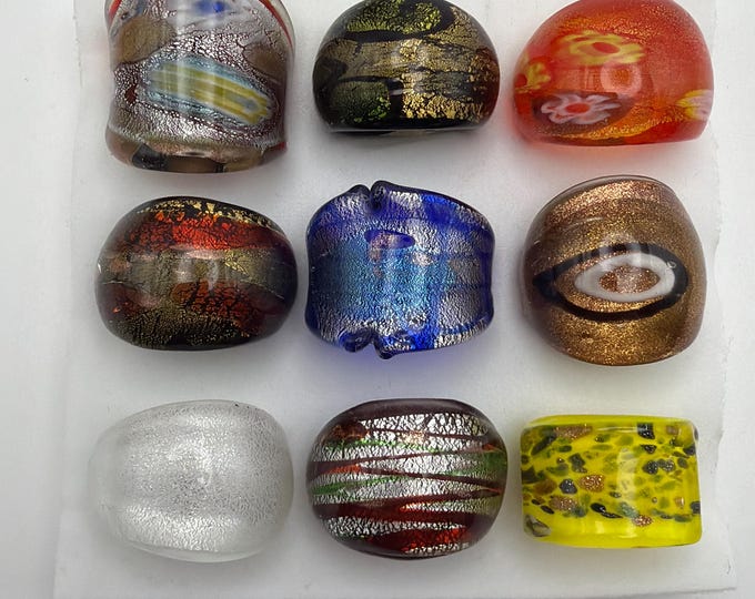 Size 8 - Assorted Glass Rings - Millefiori Glass Rings | Murano Glass Inspired Glass Rings