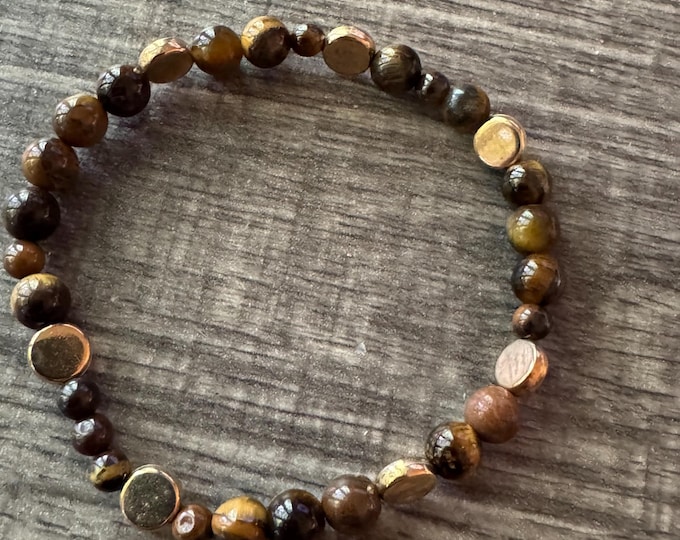 Tiger Eye Stretch Bracelet | Beaded Bracelet | Morse code - Survivor | Message in a Bracelet | Quote Bracelet