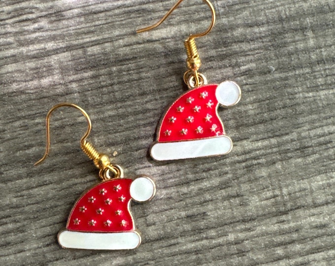 Red Winter Hat Earrings | Winter Toque Earrings | Christmas Earrings | Stocking Stuffer