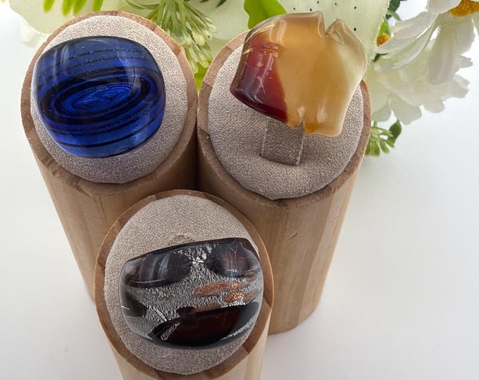 Size 5 1/2 * Lampwork Glass Rings | Assorted Glass Rings | Murano Glass Inspired Glass Rings
