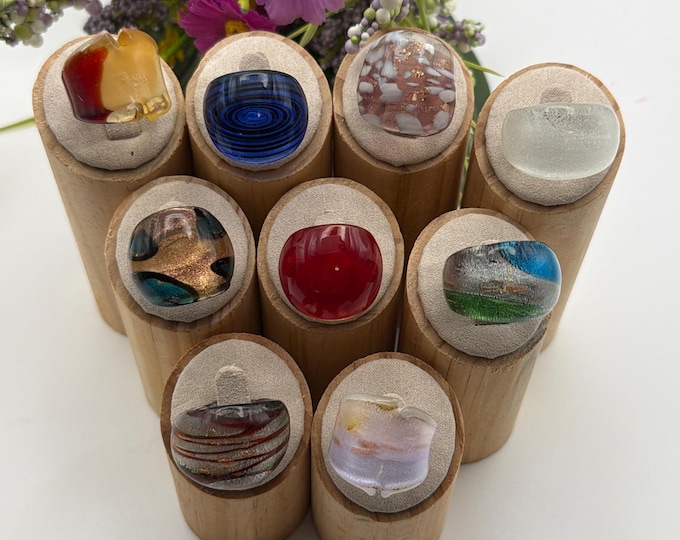 Size 5 3/4 - Lampwork Glass Rings | Assorted Glass Rings | Murano Glass Inspired Glass Rings