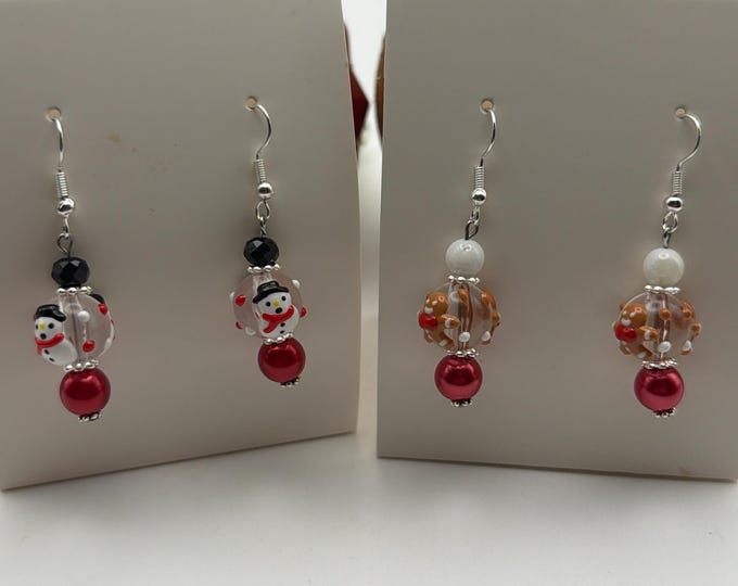Christmas Pattern Bead Earrings | Holiday Earrings | Stocking Stuffers | Multiple Pattern Christmas Bead Earrings