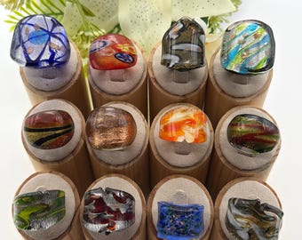 Size 8 * Lampwork Glass Rings | Assorted Glass Rings | Murano Glass Inspired Glass Rings