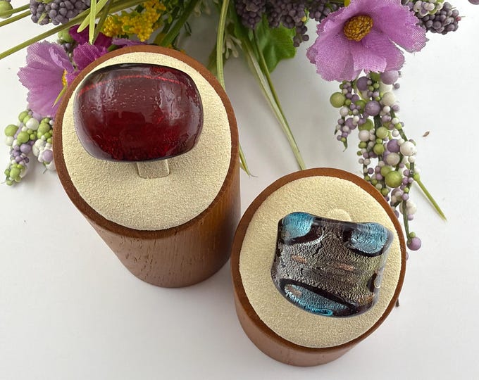 Size 6 1/2 - Lampwork Glass Rings | Assorted Glass Rings  | Murano Glass Inspired Glass Rings | Millefiori Glass Rings