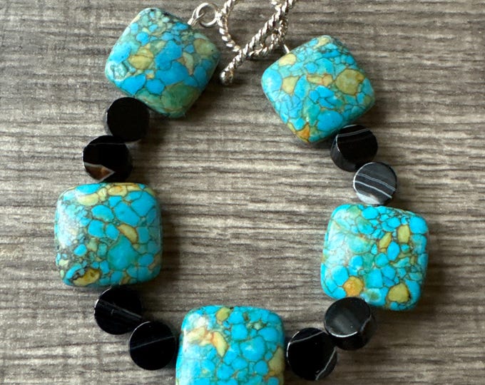 Mosaic Turquois Bracelet | black onyx Bracelet | Beaded Bracelet | Gemstone bracelet