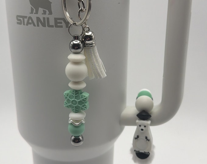Polar Bear & Snowflake Tumbler Handle Bracelet | Stanley Cup Accessories | Polar Bear Bracelet |Snowflake Cup/Tumbler Handle Bracelet