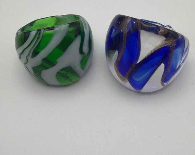 Size 8 - Assorted Glass Rings - Millefiori Glass Rings | Murano Glass Inspired Glass Rings