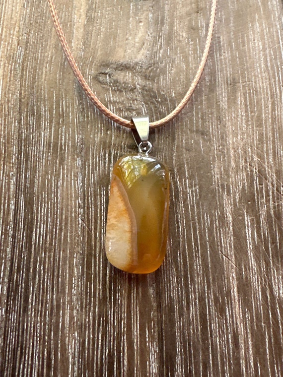 Agate Rectangle Pendant Necklace