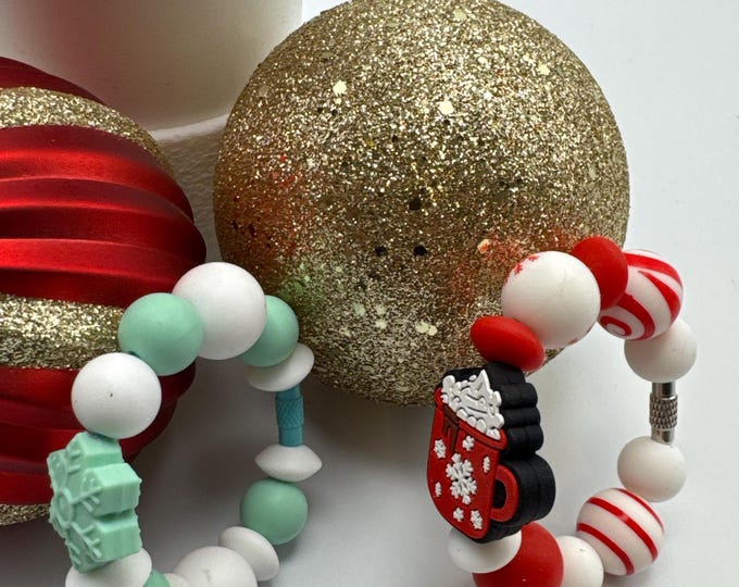 Winter Themed Tumbler Handle Bracelet | Stanley Cup Accessories | Cup/Tumbler Handle Bracelet