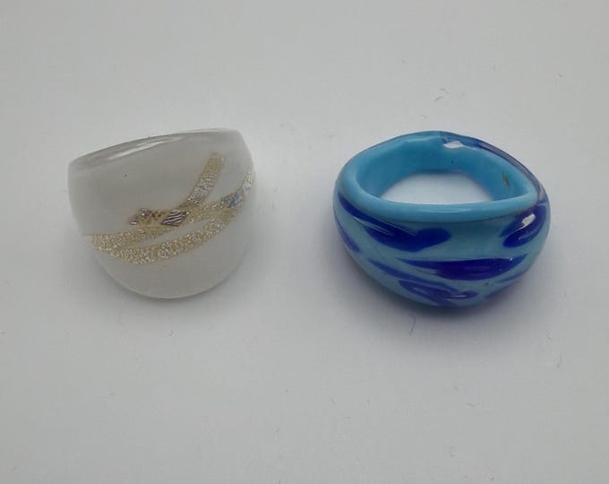Size 8 - Assorted Glass Rings - Millefiori Glass Rings | Murano Glass Inspired Glass Rings