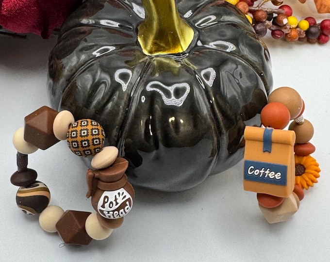 Coffee Themed Tumbler Handle Bracelet | Stanley Cup Accessories | Cup/Tumbler Handle Bracelet