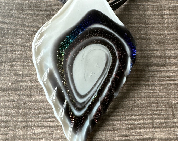 White Glass Leaf Pendant | Glass Leaf Pendant Necklace
