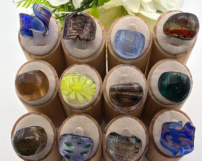 SIZE 7: Statement Rings | Lampwork Glass Rings | Assorted Glass Rings | Murano Glass Inspired Glass Rings