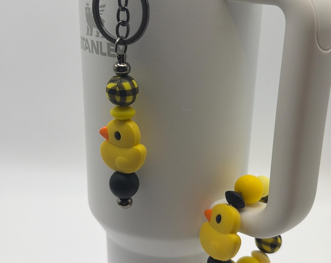 Yellow Duck Tumbler Set | Stanley Cup Accessories | Duck Straw Charm | Yellow Duck Key Chain/Purse Charm | Duck Handle Bracelet