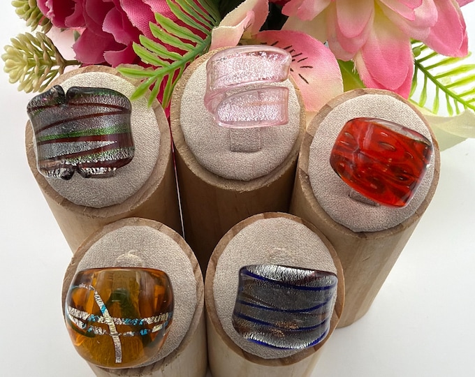 Size 5 3/4 *  Lampwork Glass Rings | Assorted Glass Rings | Murano Glass Inspired Glass Rings